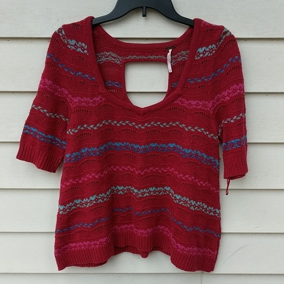Free People Fair Isle Sweater Top Red Valentines - Picture 7 of 9